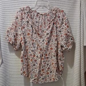 a.n.a Multicolor Floral Blouse Sz-1X